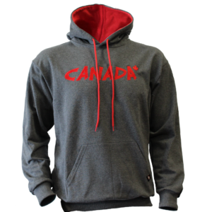Grey Hoody - Red Trim and Red Logo